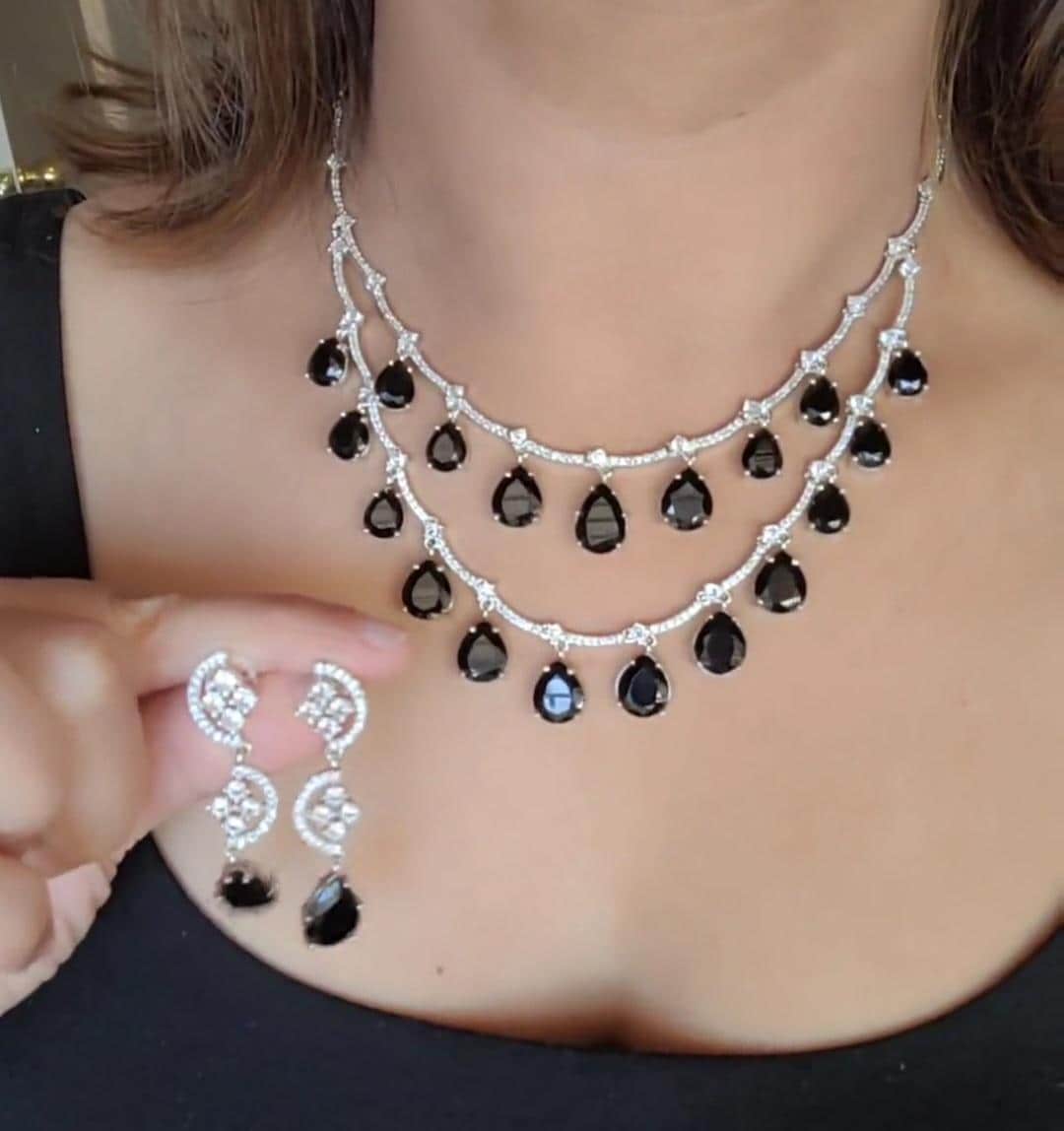 スワロフスキー 黒ダイアネックレス Swarovski black diamond necklace - Etsy 日本