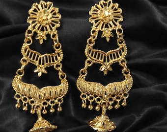 Punjabi gold plated jhumka Earrings, indian bridal earrings