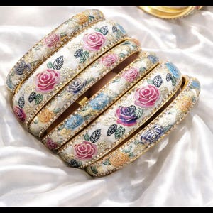 Hand Painted Rose Lac Bangles | Set of 6, Rajasthani Ethnic Jewelry