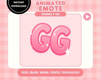 Animated Pink GG Emote: Kawaii Twitch Streamer GIF (Digital Download)