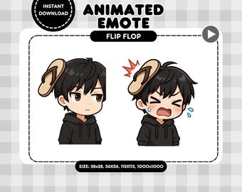 Animated Flip Flop Twitch Emote: Black Hoodie Guy Meme (Instant Download