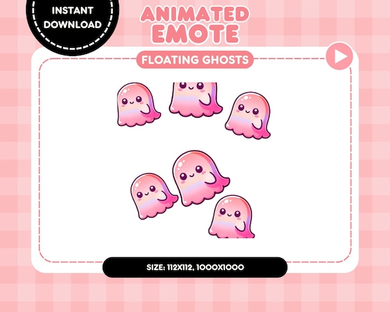 Animated Pink Ghost Emote: Kawaii Twitch Stream Asset (GIF Digital Download)
