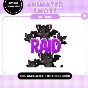 Animated Purple Bat Raid Emote for Twitch – Chibi Kawaii Halloween Emote