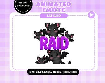 Animated Purple Bat Raid Emote for Twitch – Chibi Kawaii Halloween Emote