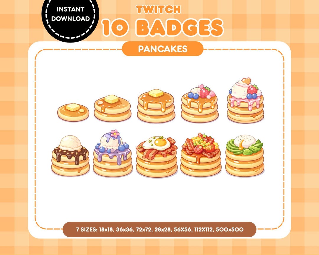 Pancake Stack Sub Badges | Bit Badges | Premade Icons | Twitch ...