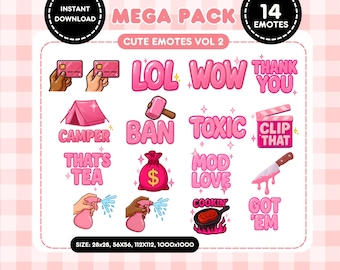 Rosa Twitch-ord-emotes: Flickigt streamer-emotepaket