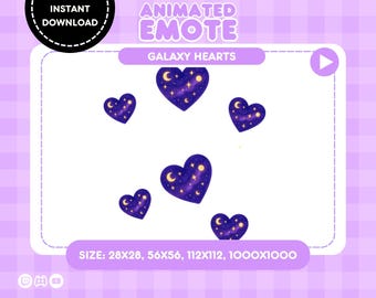 Animated Galaxy Hearts Twitch Emote: Cosmic Love GIF (Digital Download