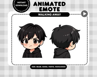 Animated Walking Away Emote: Black Hoodie Guy Twitch Emote (Instant Download)