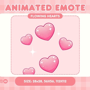 Herzen Animierte Liebe Emote mit Sparkles | Pinkes GIF Twitch Emote & Alarm | Niedliche Animierte Wasserlauf Grafik für Streamer | Digitaler Download