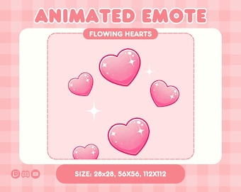 Hearts Animated Love Emote with Sparkles | Pink GIF Twitch Emote & Alert | Kawaii Animated Stream Graphic for Streamers | Digital Download