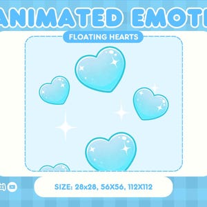 Animiertes Pastell Blaues Herz Twitch Emote | Funkelnde blaue Herzen Stream Grafiken | Süßes Ästhetisches Emote für Luftschlangen | Digitaler Download