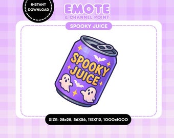 Purple Spooky Juice Emote: Kawaii Ghost Icon for Twitch/Discord (PNG Digital Download)