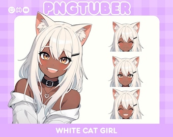 黒少女白猫PNGTuberモデル：2D既製VTuberアバター