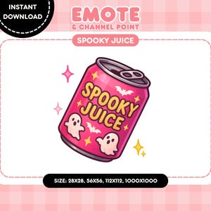 Spooky Juice Twitch Emote: Pink Halloween Channel Point Icon (PNG Digital Download)