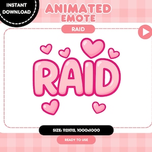 Animated Pink Raid Emote: Kawaii Twitch Streamer GIF (Digital Download)