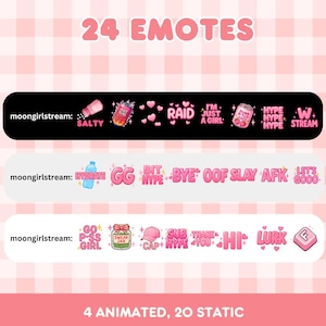 Twitch-emotes med rosa flickor: Animerade ord och statiska emotes (digital nedladdning) bild 4