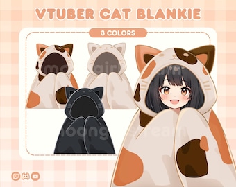 VTuber Calico Cat Blanket, Black Hoodie for Live2D Models, Outfit PNG Streamer Asset, Png Tuber Accessory, Digital Download