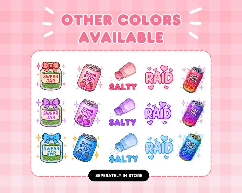 Twitch-emotes med rosa flickor: Animerade ord och statiska emotes (digital nedladdning) bild 7