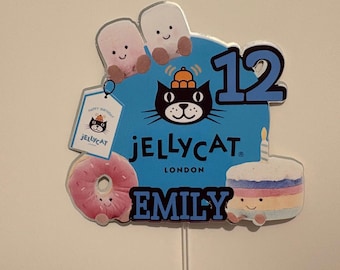 Personlised Jellycat Cake Topper - Party Cake Topper - Birthday Cake Topper