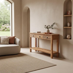 Tavolo consolle in legno vintage realizzato con legno vecchio riciclato