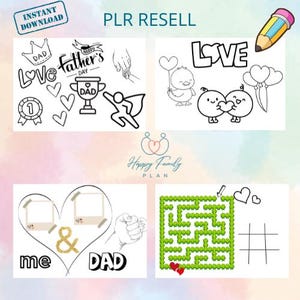 Pagina da colorare stampabile per la festa del papà – Attività per bambini, regalo fatto in casa, papà – Modello Canva modificabile, PLR MRR Resell, download immediato