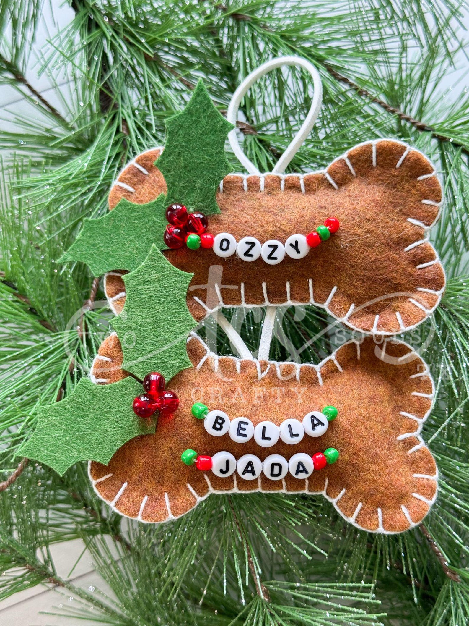 Handmade Felt Dog Bone Christmas Garland and Bunting Blue Felted Balls Arcadia Home main image 0