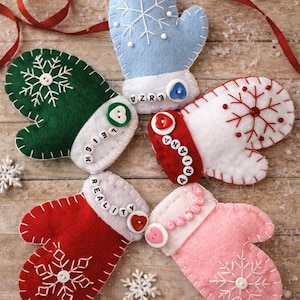 Personalized Felt Mitten Christmas Ornament: Handstitched Holiday Keepsake