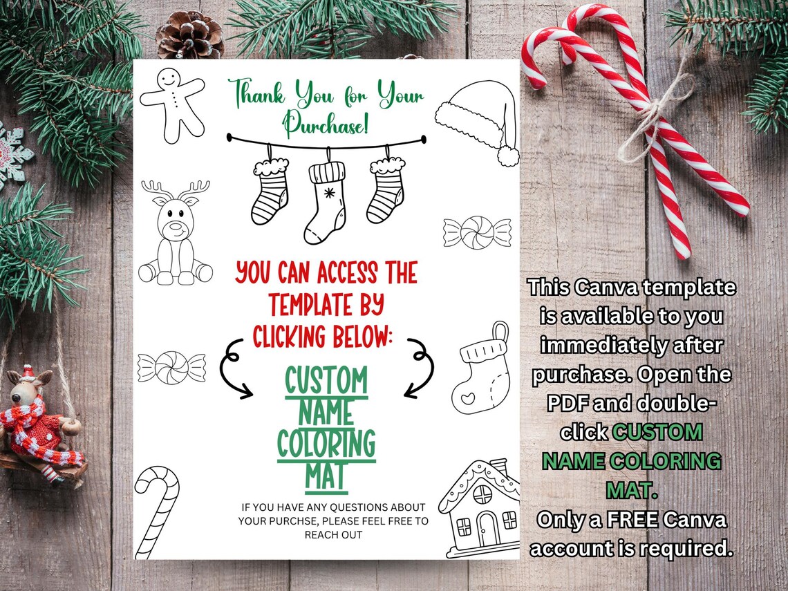 Kids Personalized Christmas Coloring Mat, Christmas Coloring Page ...