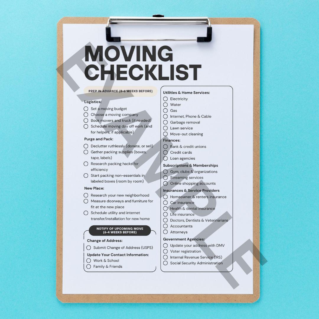 Simple Moving Checklist.pdf Moving Checklist Printable: Blank 2-page Moving Planner (digital ...