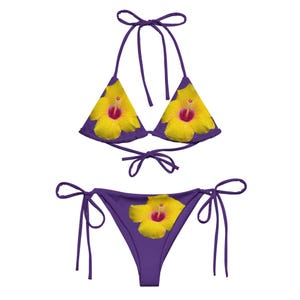 Blossom Breeze - Purple And Yellow Bikini - Summer Two-Piece Triangle Swimwear for Women