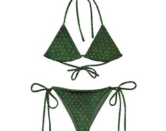 Vibrant Green Triangle Bikini, Two Piece Swimsuit, Sexy Tropical Bathing Suit Women, Y2K Beachwear Set - Paradise Verde