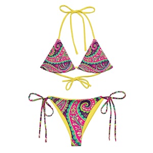 Tropical Boho - Yellow Bikini - Summer Two-Piece Triangle Swimwear for Women