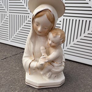 Vintage Madonna and Child Small Statue