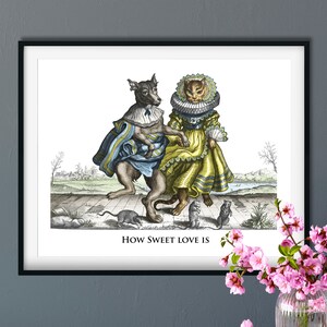 Comment sweet love est: chien et chat danse vers 1615