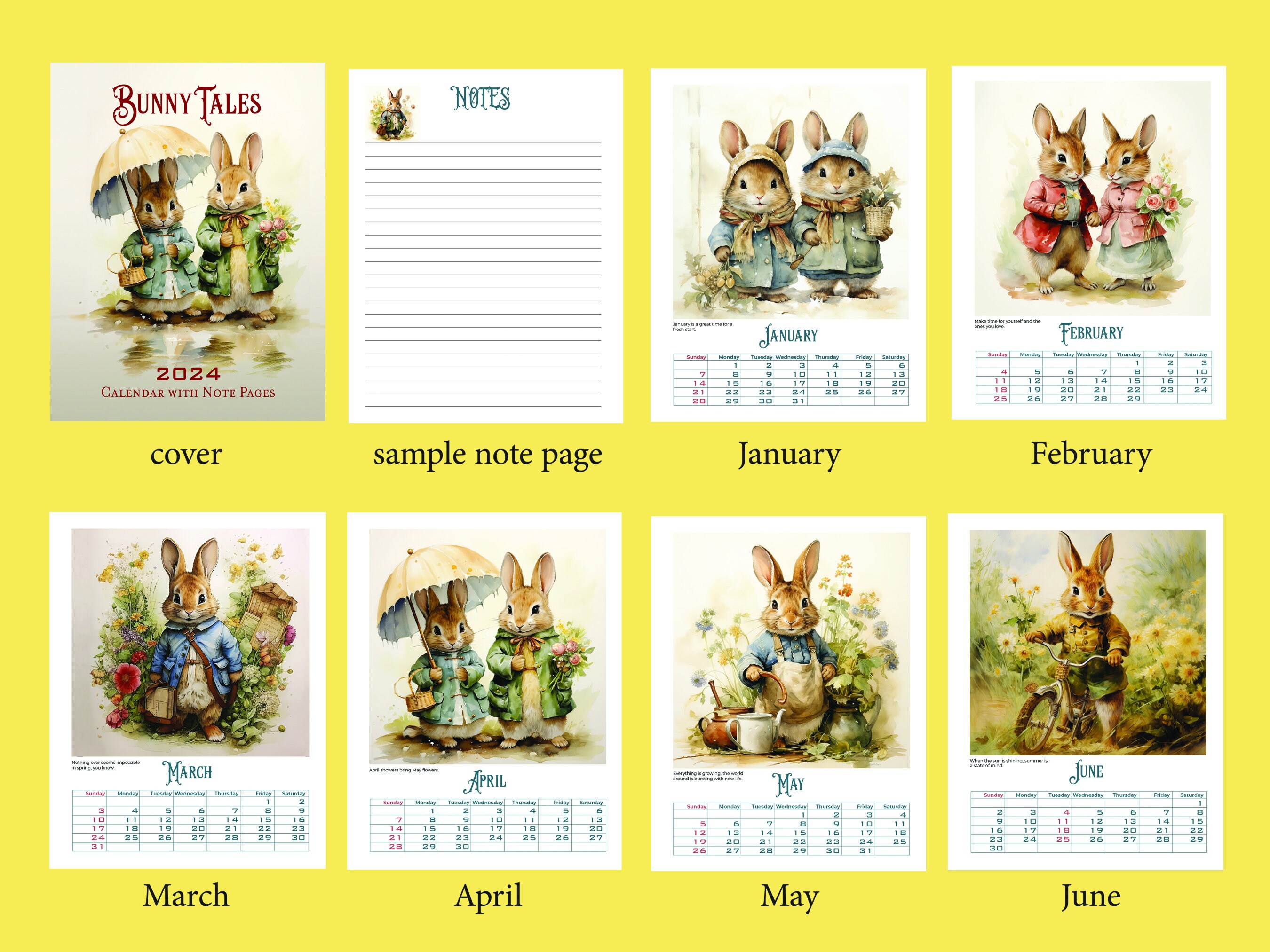 Bunny Tales Adorable Calendar/notebook in the Style of Beatrix Potter