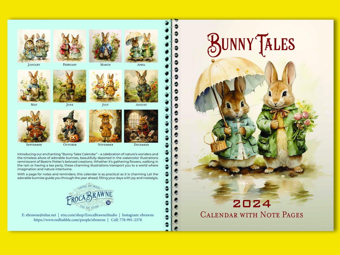Bunny Tales Adorable Calendar/notebook in the Style of Beatrix Potter