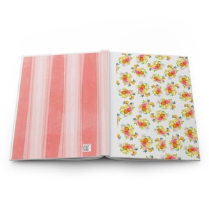 Citrus Watercolor Hardcover Journal | Pink Yellow Orange Fruit Pattern | Bright Aesthetic Notebook for Gifts, Journaling, Daily Notes