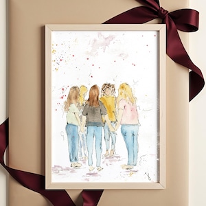 Ritratto ad acquerello personalizzato / Illustrazione senza volto / Regalo personalizzato / Arte ad acquerello dipinta a mano / Ricordo di matrimonio, nascita o commemorazione