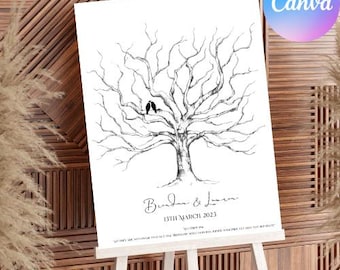 FINGERABDRUCK BAUM, sofortiger Download druckbar, personalisierter Fingerabdruck Baum Hochzeitsgästebuch Alternative Signaturbaum individuelle Andenken Kunst