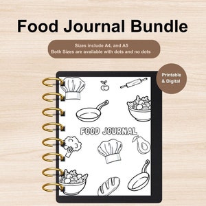 Printable Food Journal Bundle: Meal Tracker, A4 & A5 (Digital Planner)
