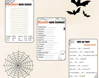 Halloween Games Printable Bundle: Kids Party Activities (PDF Download)