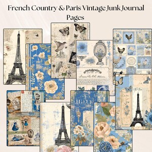 Pagine di diario vintage di campagna francese / Effimere a tema parigino per scrapbooking e artigianato