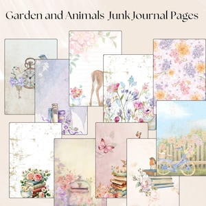 Pagina's voor ongewenste tijdschriften over dieren en tuinen | Afdrukbare vintage natuurverschijnselen | Digitale collagevellen voor scrapbooking en tijdschriften