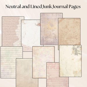 Vintage Lined Junk Journal Pages: Neutral DIY Scrapbook Paper