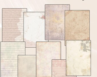 Vintage Lined Junk Journal Pages: Neutral DIY Scrapbook Paper