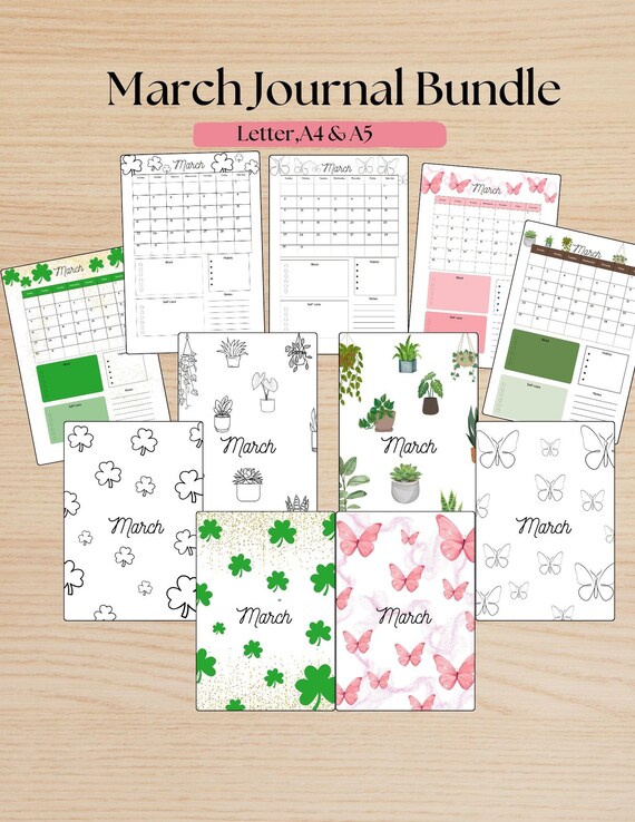 March Journal Bundle: Printable Planner Pages (A4 & A5) (Digital Download)