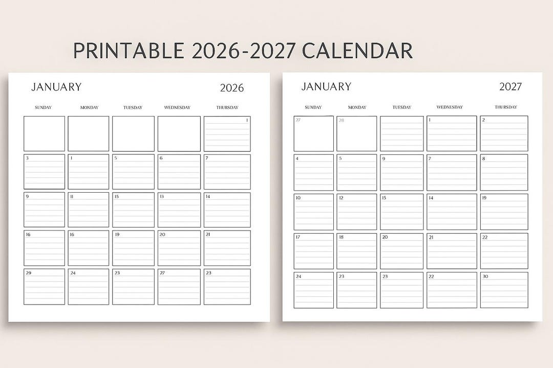 2026-2027 Minimalist Calendar: Printable Monthly Planner (digital