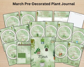 Maart-journaalbundel: planten 16 pagina's voorgedecoreerd, notitieboek met bloemen, op de natuur geïnspireerd briefpapier