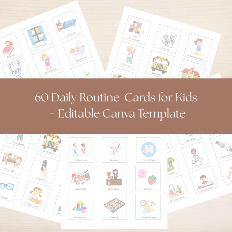 Kids Daily Routine Cards: Visual Aid for Children (editable Canva ...