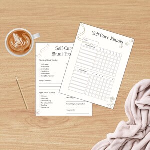 Self Care Rituals Planner | Morning & Night Routine Tracker | Mindfulness Journal | Cozy Printable Wellness Planner